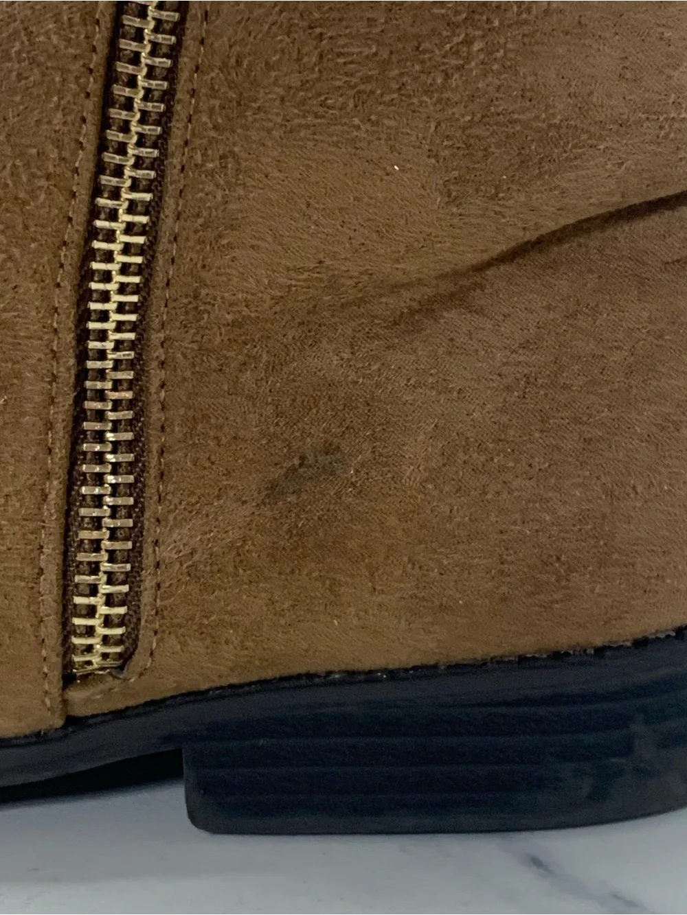 Girls Michael Kors Cognac Suede Ankle Booties with MK Charm size 4